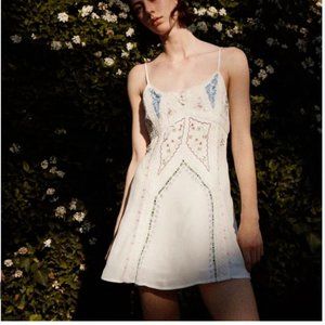 Urban Outfitters Skyler Embroidered Frock Mini Dress